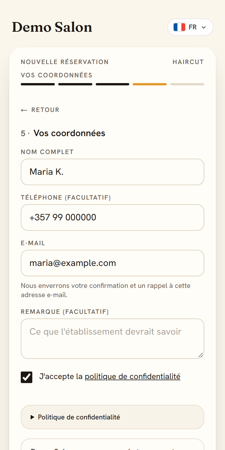 Vos coordonnées